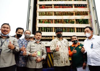 Menko Perekonomian dan Mentan Lepas Ekspor Tanaman Hias di Bawah Guyuran Hujan