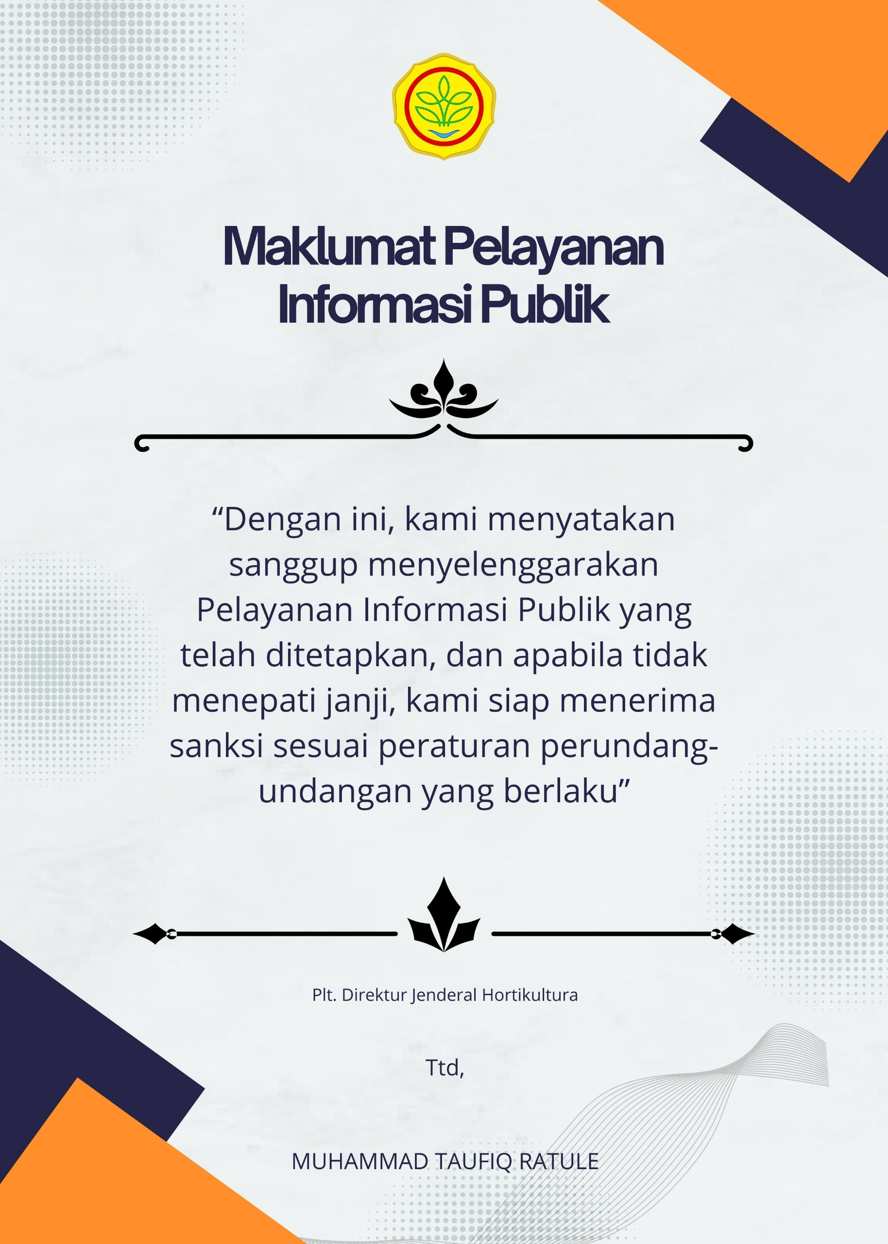 Maklumat Pelayanan Informasi Publik Direktorat Jenderal Hortikultura